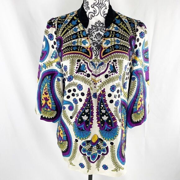 Tibi New York Silk Floral Tunic Caftan Top - Picture 1 of 8